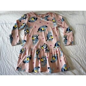 Bluey Character Print Long Sleeve Drop Waist Dress Girls Size 3T Pink
